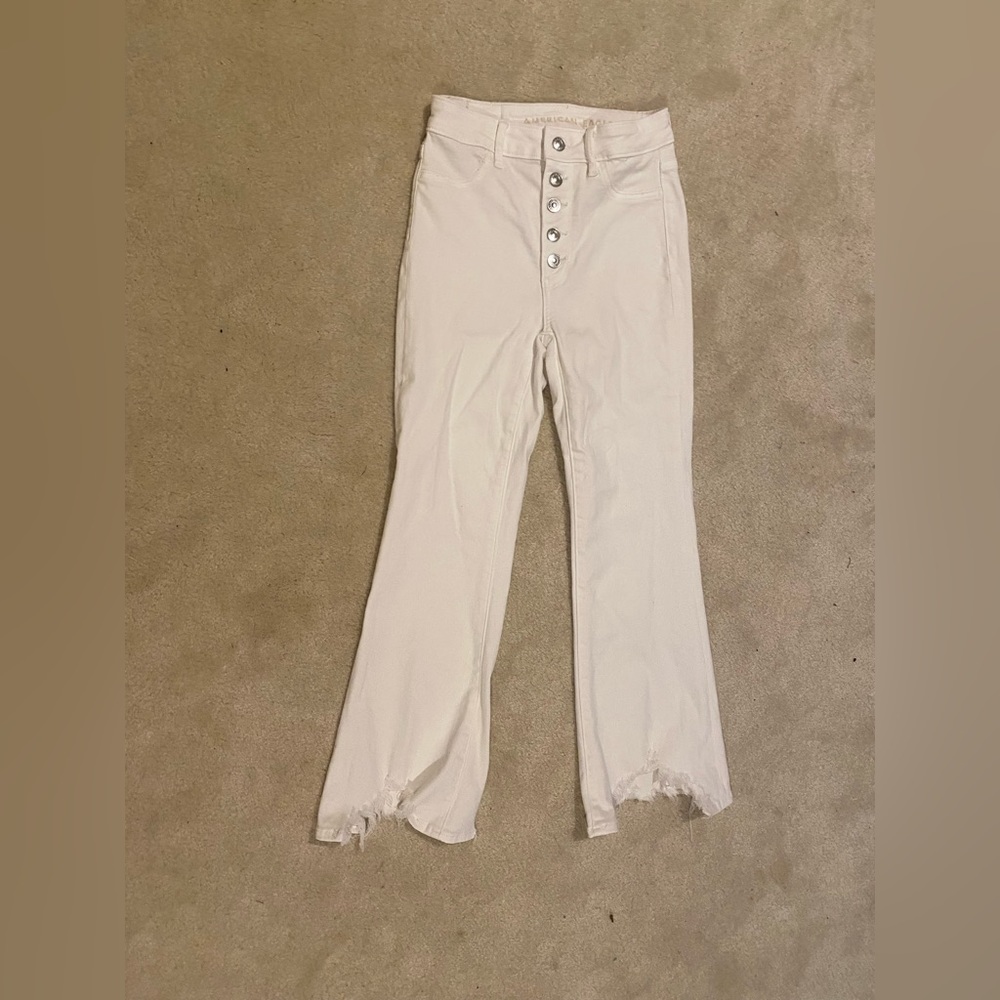 white american eagle high rise flare jeans